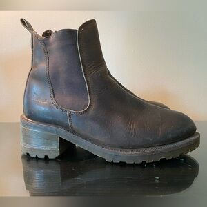 Vintage MADE IN ENGLAND Dark Brown Heeled Dr. Martens Resistant Chelsea Boots